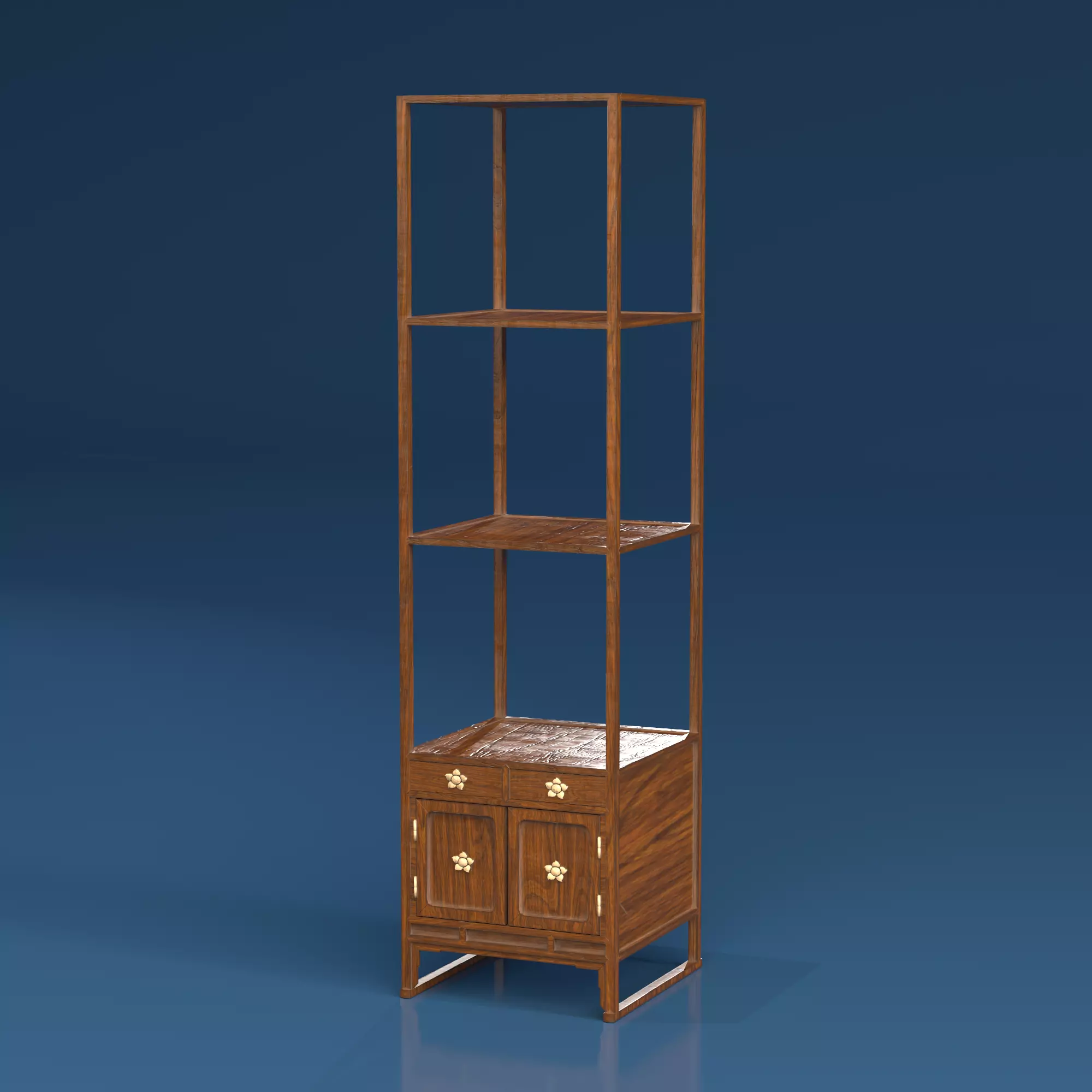 Korean Traditional Open-Frame Display Shelf Low-poly 3D model