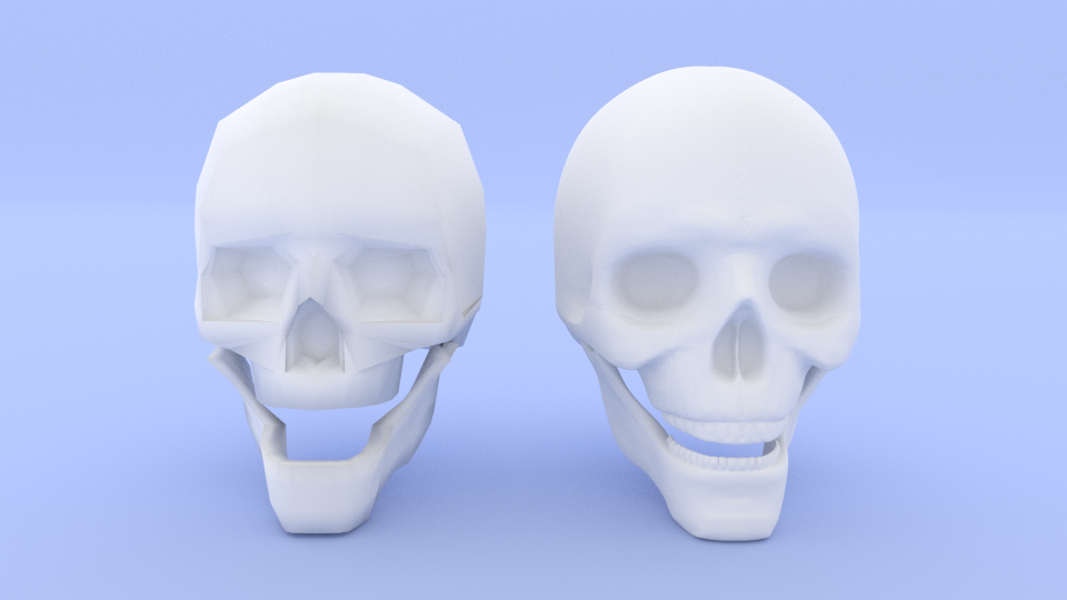 Skull two skulls Low-poly 3D model_1