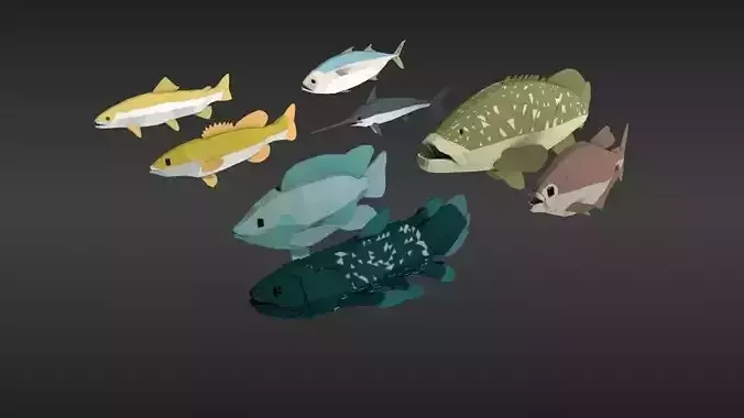 fish pack Low-poly 3D model