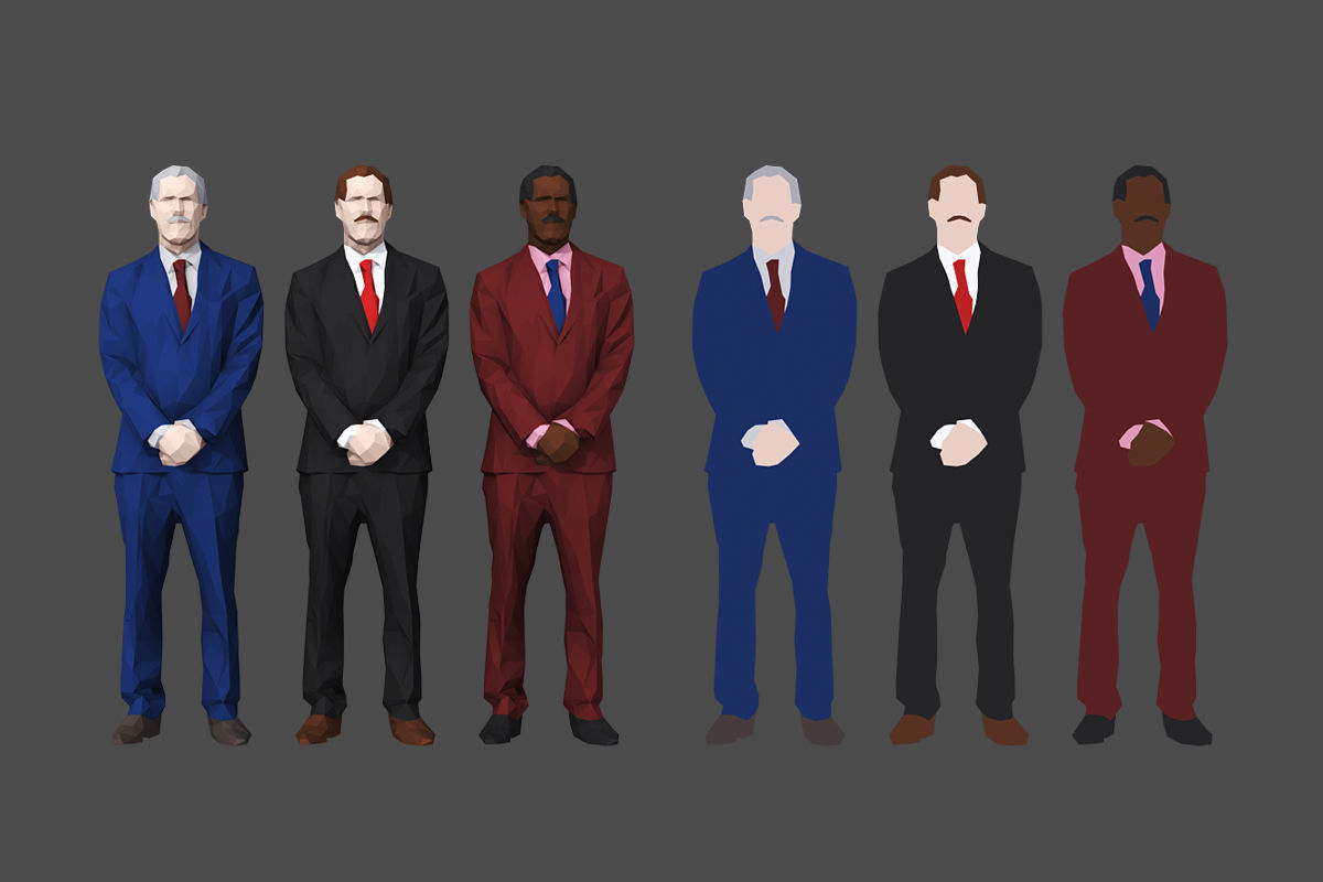Complete Colored Lowpoly Standing People Low-poly 3D model_12