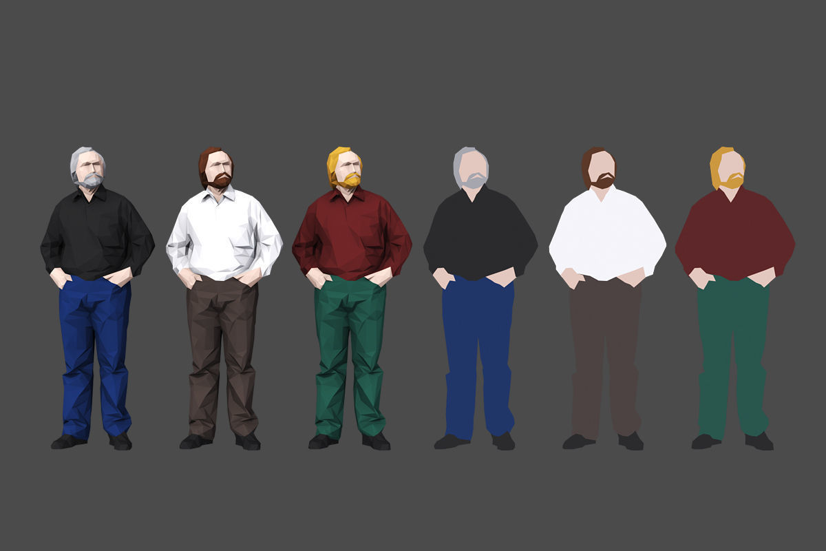 Complete Colored Lowpoly Standing People Low-poly 3D model_6