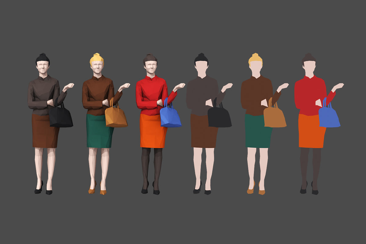 Complete Colored Lowpoly Standing People Low-poly 3D model_9