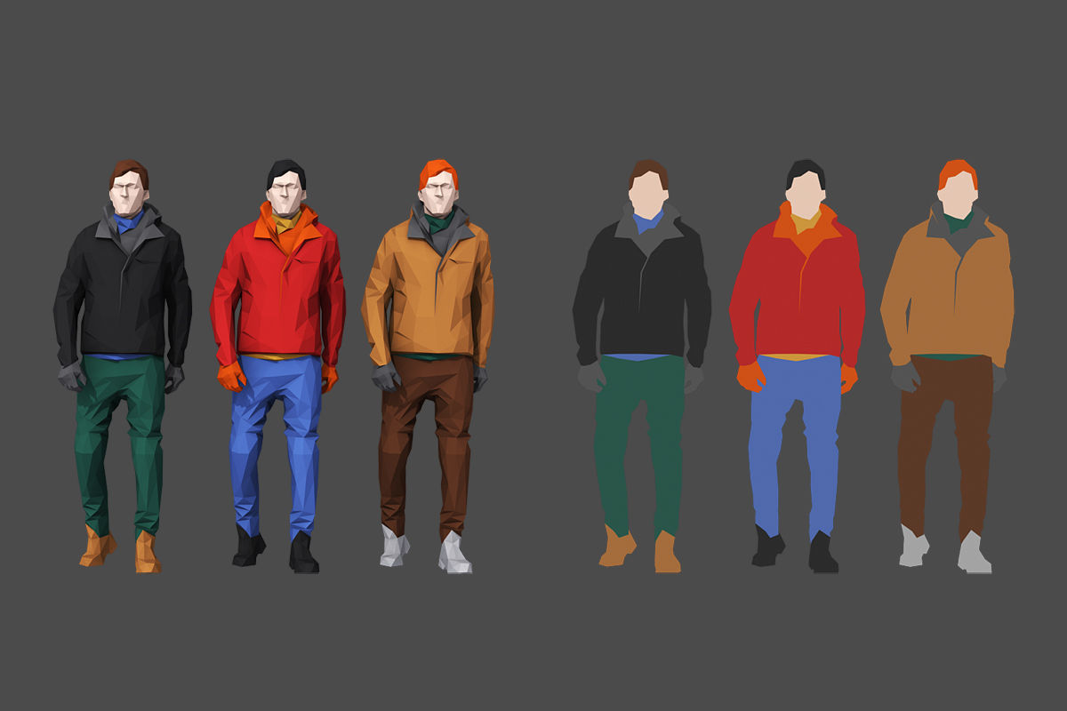 Complete Colored Lowpoly Standing People Low-poly 3D model_1