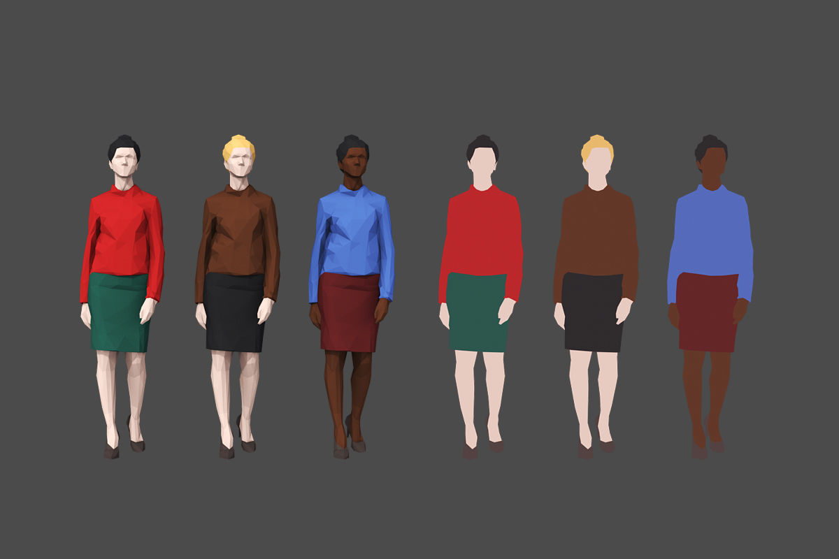 Complete Colored Lowpoly Standing People Low-poly 3D model_3