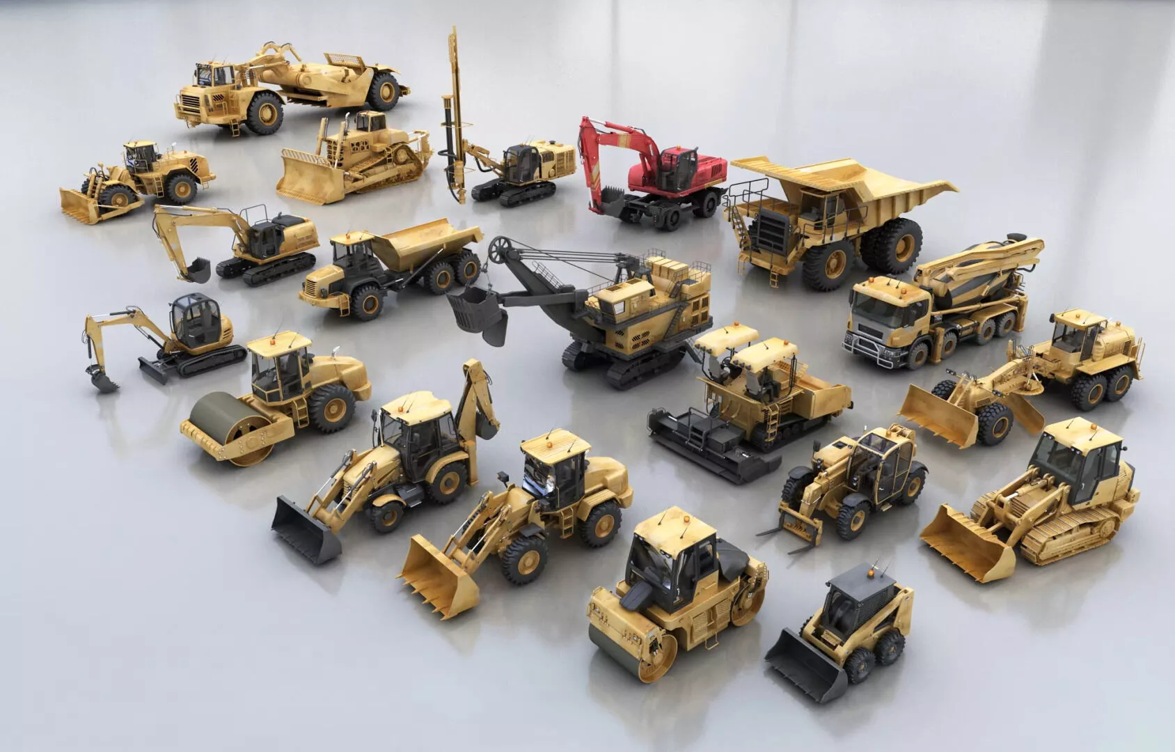 Mining and Construction Heavy Machinery Complete 3D Asset Pack 3D model