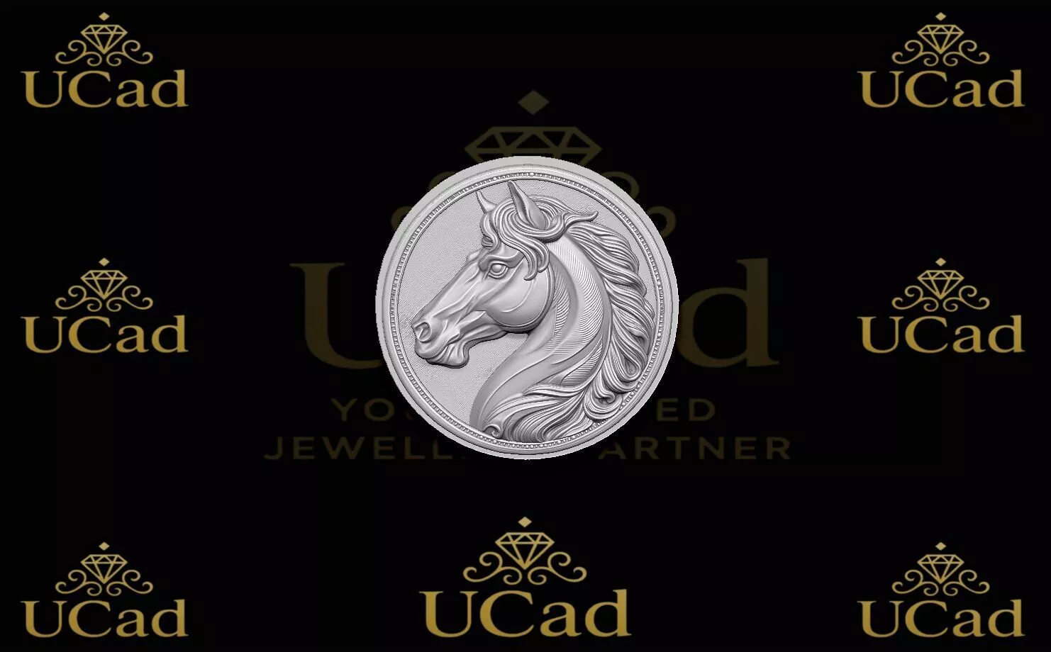 Horse Profile Round Medallion 3D print model