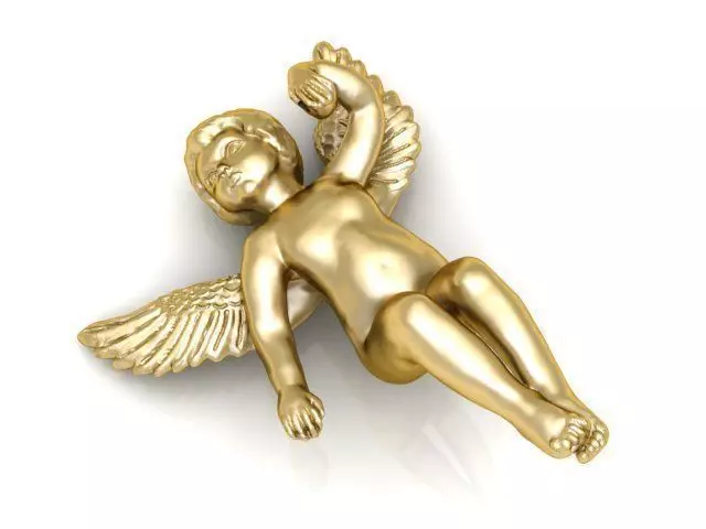 Pendant golden angel 3D print model_0