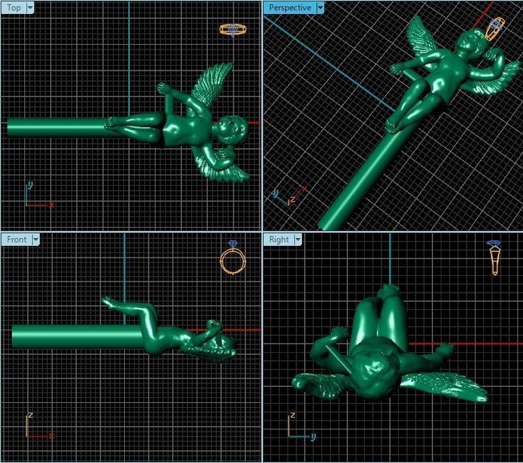 Pendant golden angel 3D print model_2