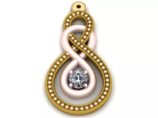 Pendant infinity with diamond 3D print model_0