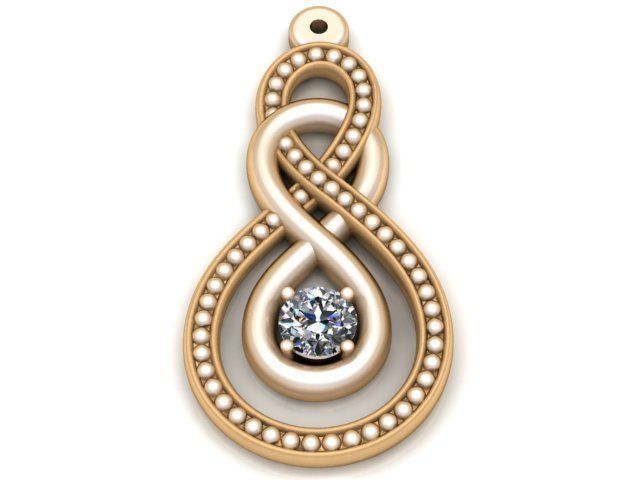 Pendant infinity with diamond 3D print model_1