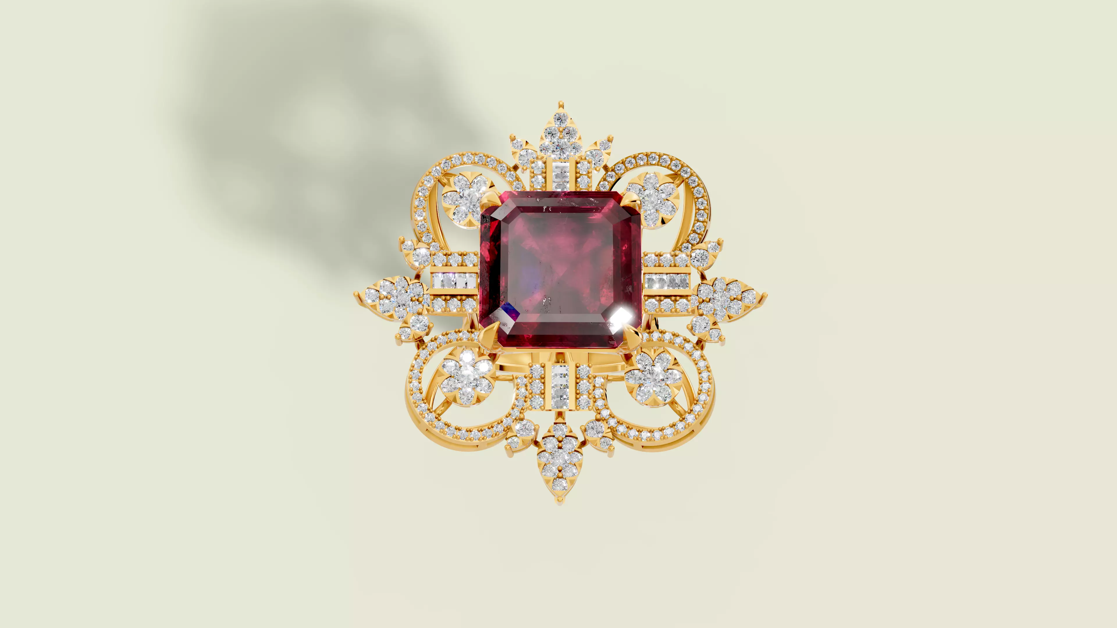Maharani Rouge High Jewellery Cocktail Ring 3D print model