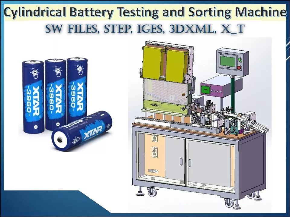 Cylindrical Battery Testing and Sorting Machine 3D CAD Model 3D model