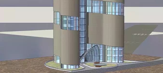 Organic Shape Skyscraper Futuristic Commercial Building 3D Model Low-poly 3D model