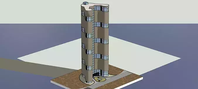 Organic Shape Skyscraper Futuristic Commercial Building 3D Model Low-poly 3D model 2