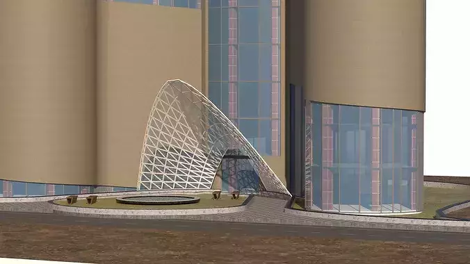 Organic Shape Skyscraper Futuristic Commercial Building 3D Model Low-poly 3D model 5