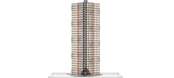 Organic Shape Skyscraper Futuristic Commercial Building 3D Model Low-poly 3D model 6