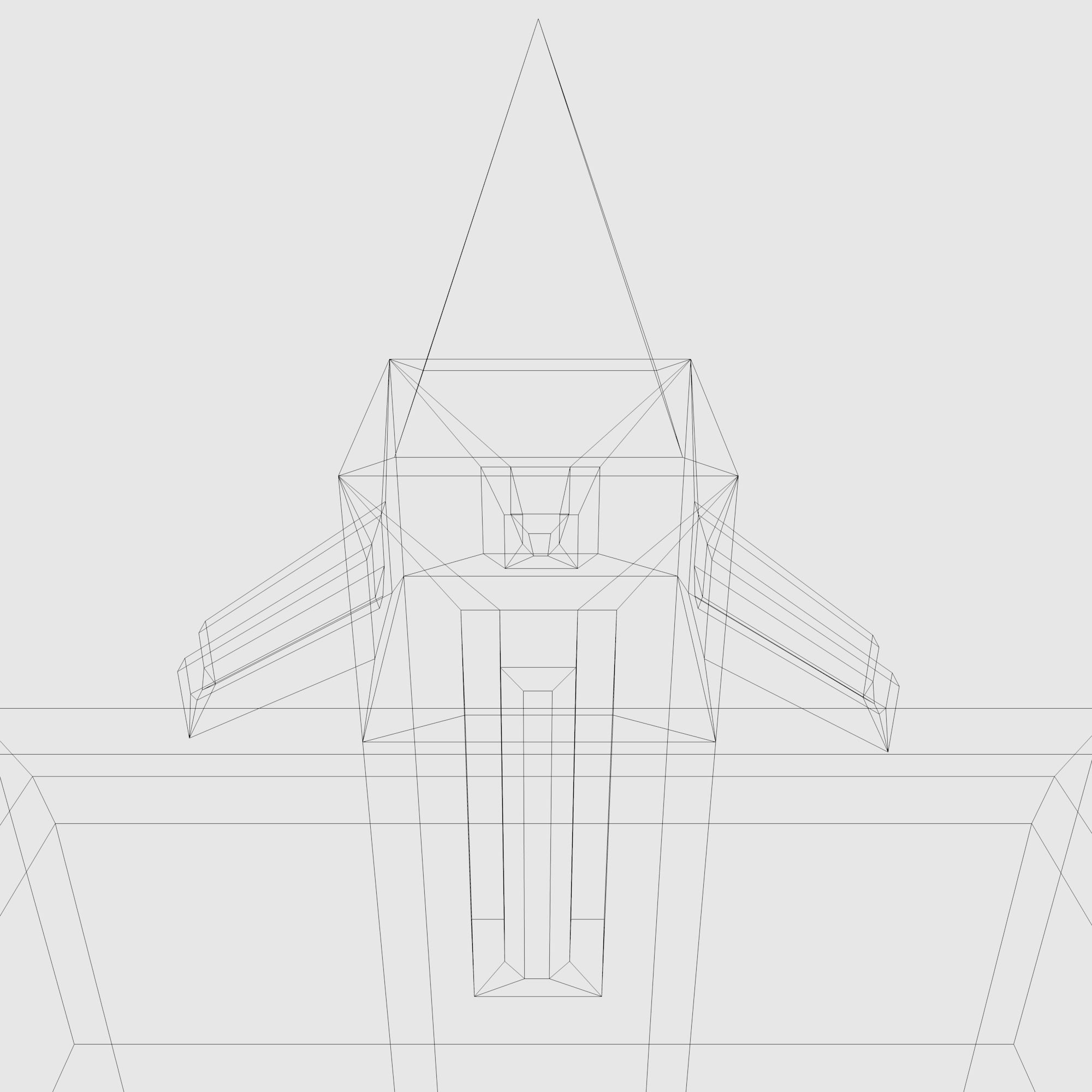 low poly square fountain Low-poly 3D model_5