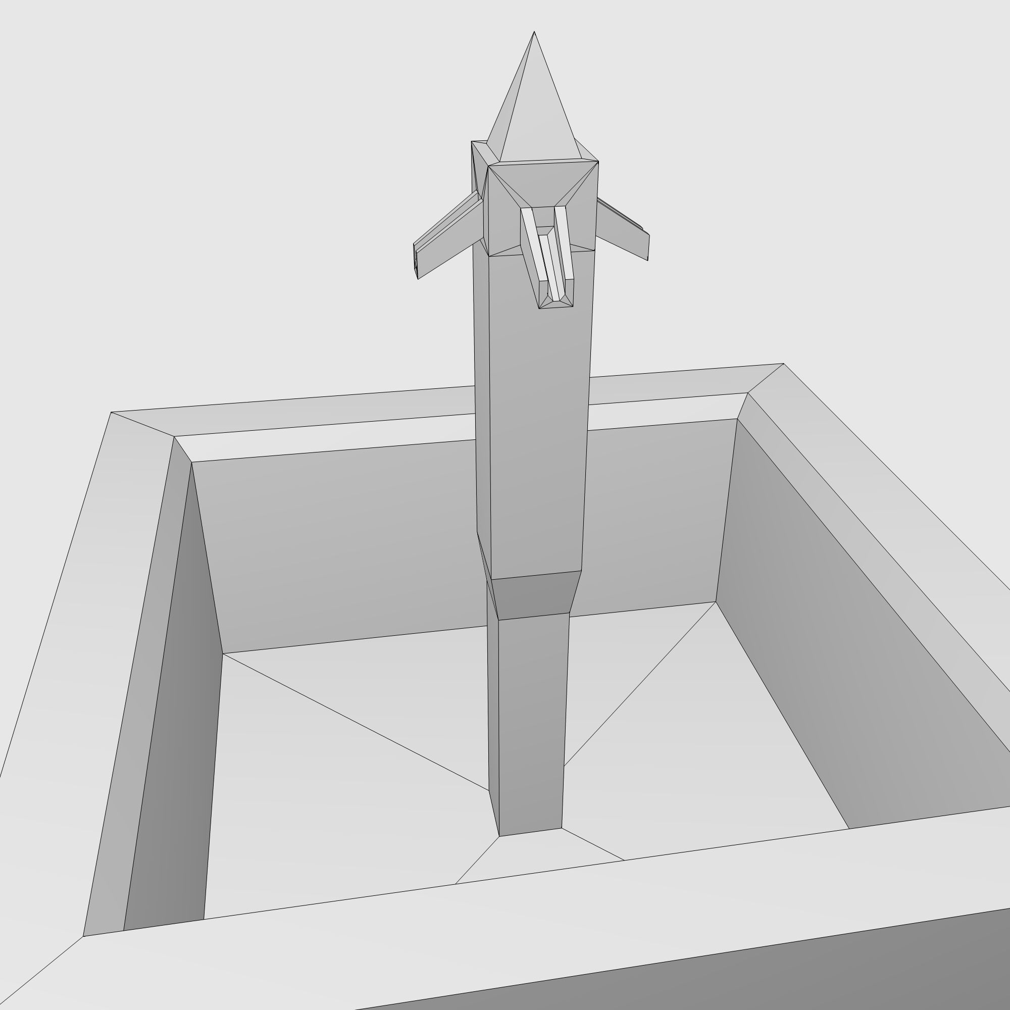low poly square fountain Low-poly 3D model_10