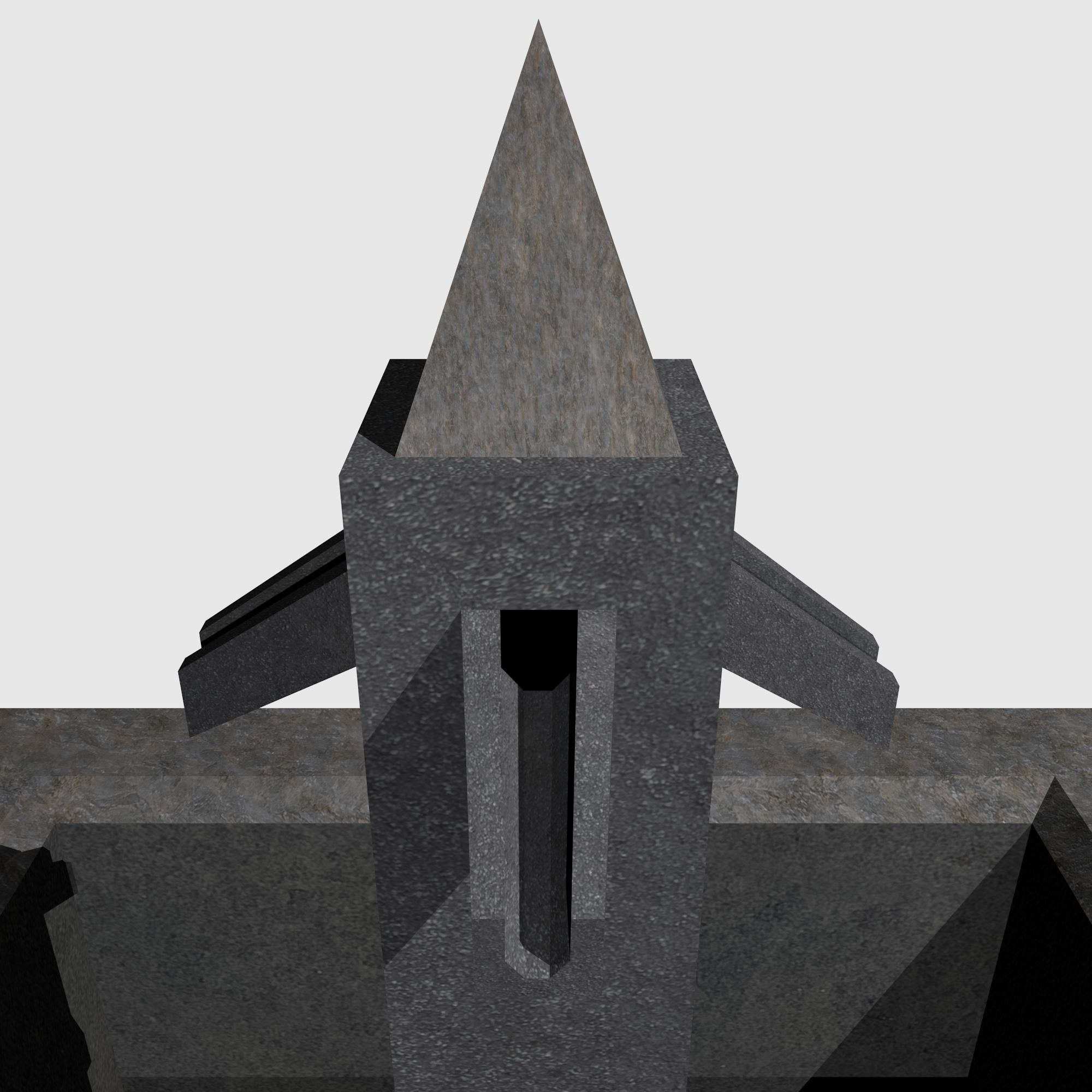 low poly square fountain Low-poly 3D model_3