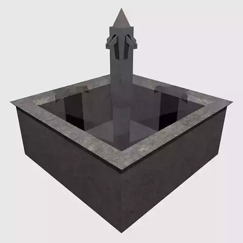low poly square fountain Low-poly 3D model