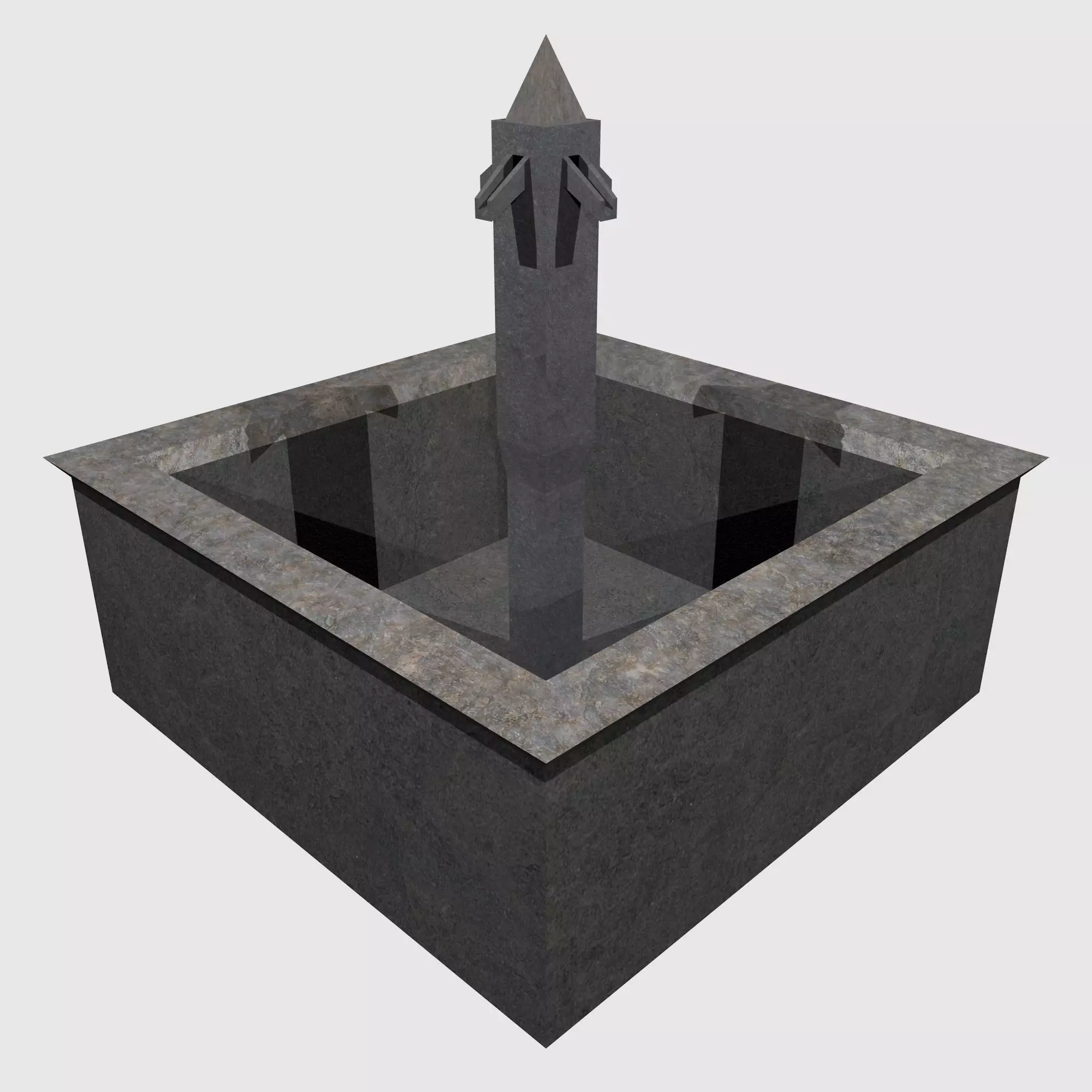 low poly square fountain Low-poly 3D model_0
