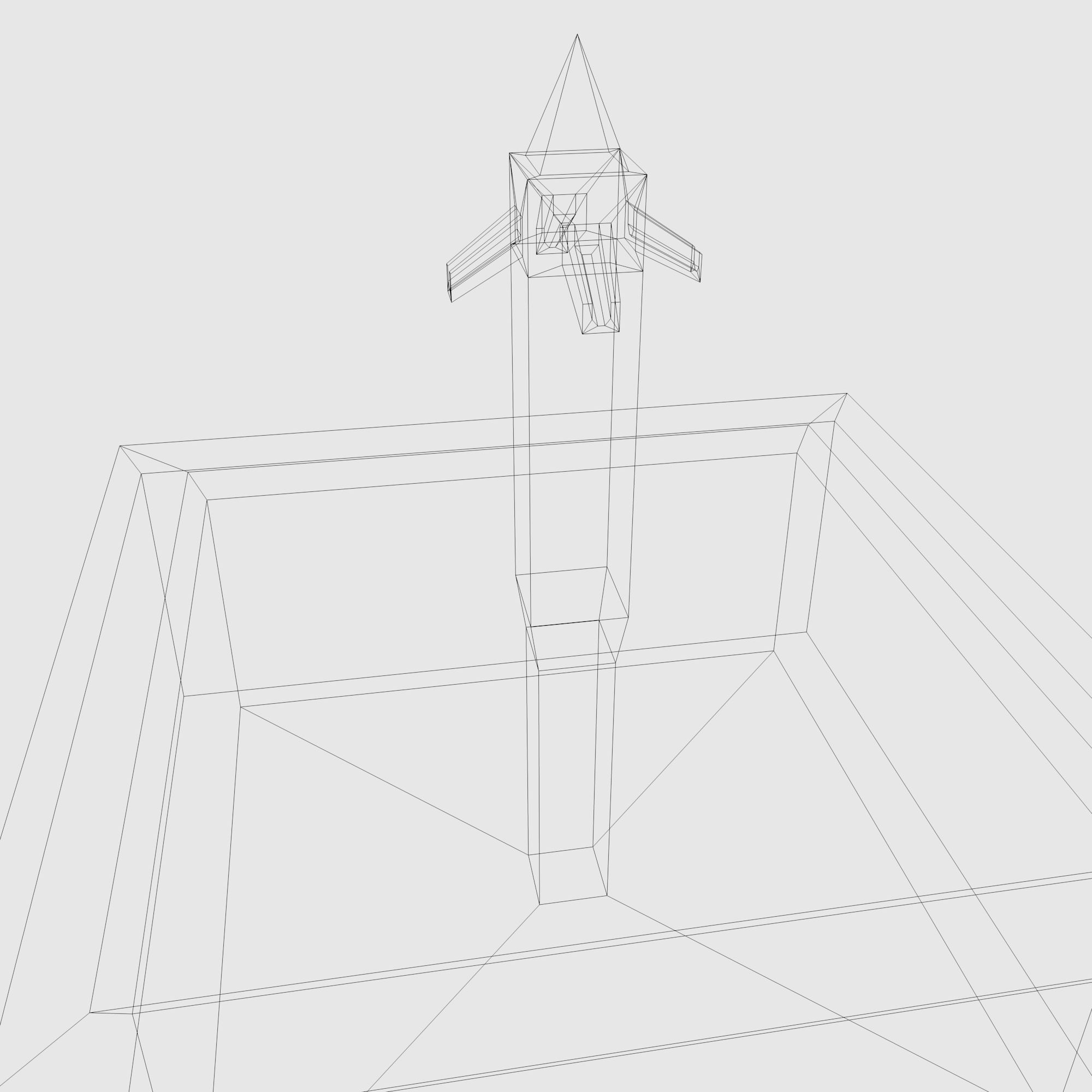 low poly square fountain Low-poly 3D model_11