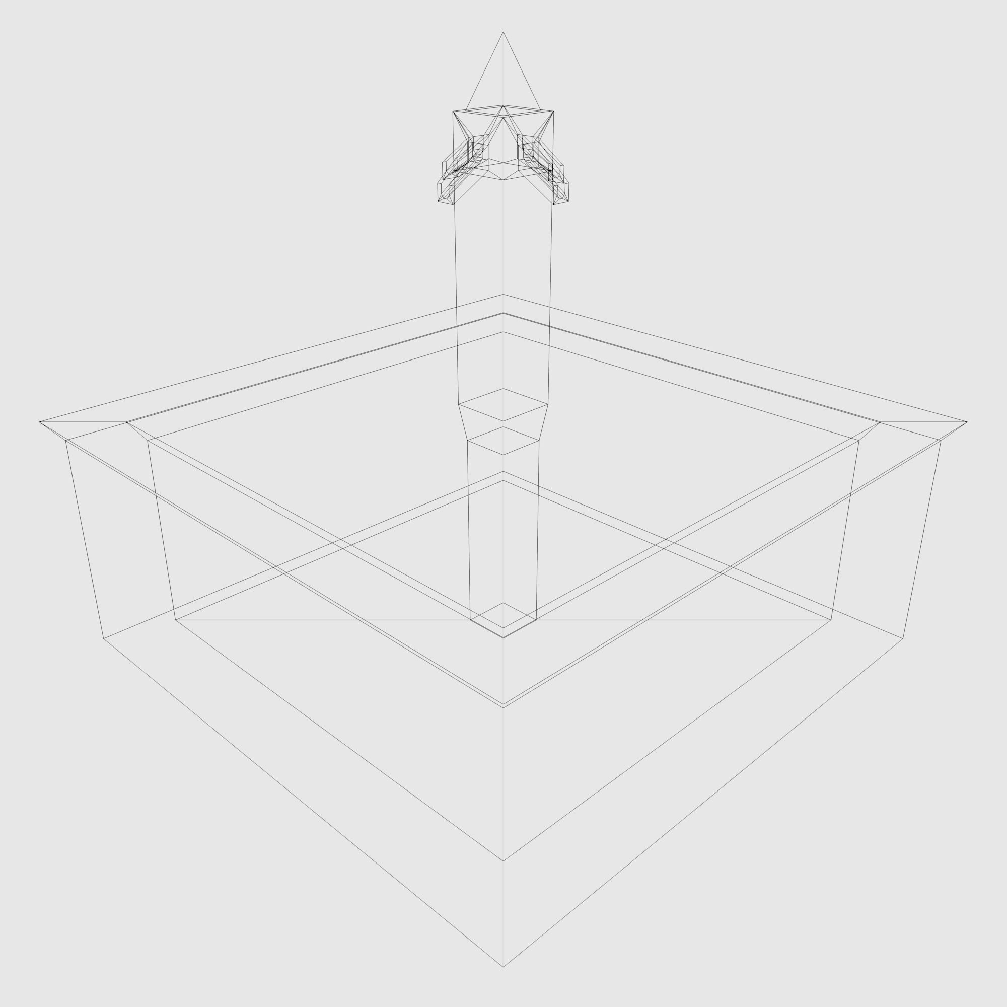 low poly square fountain Low-poly 3D model_2