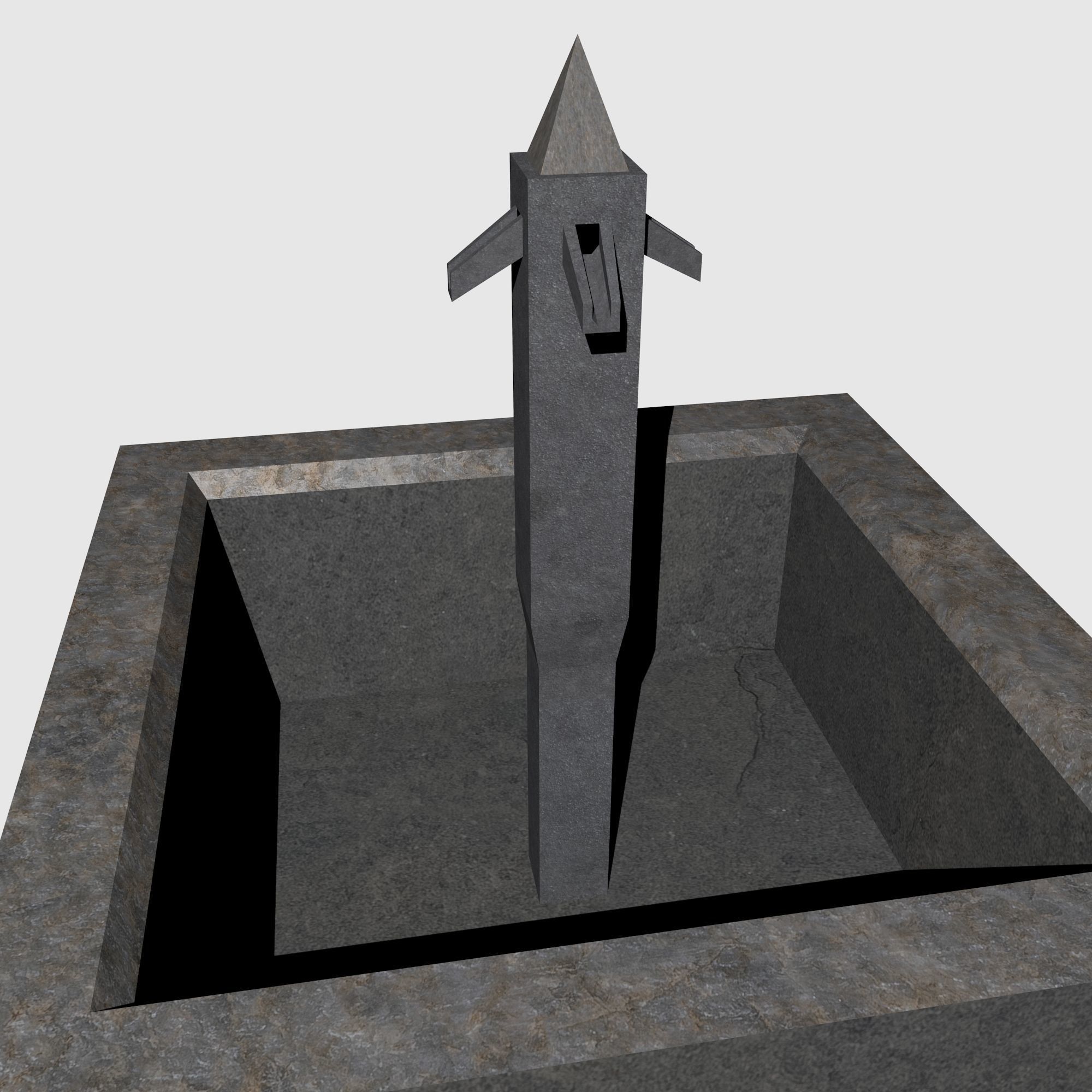 low poly square fountain Low-poly 3D model_9