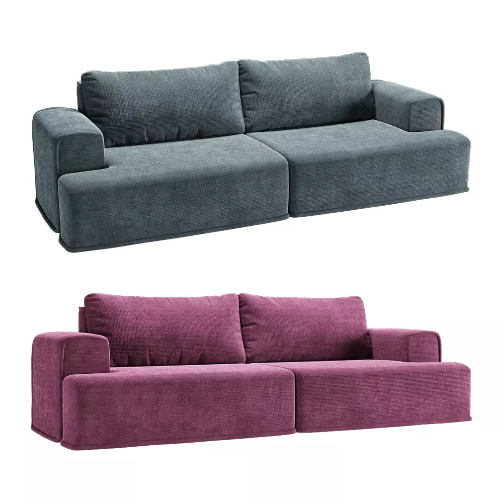 3-seater fixed sofa Ruffo Low-poly 3D model