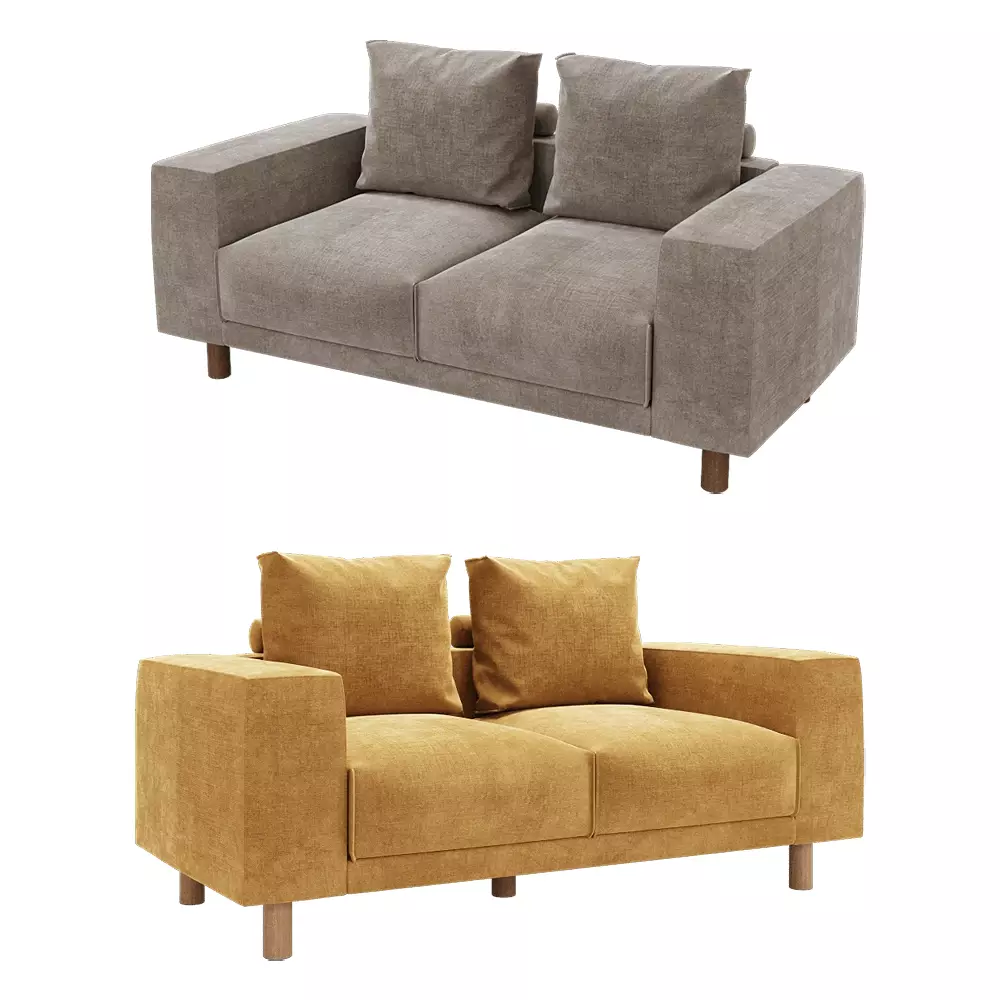 2-seat fixed sofa Fran Low-poly 3D model