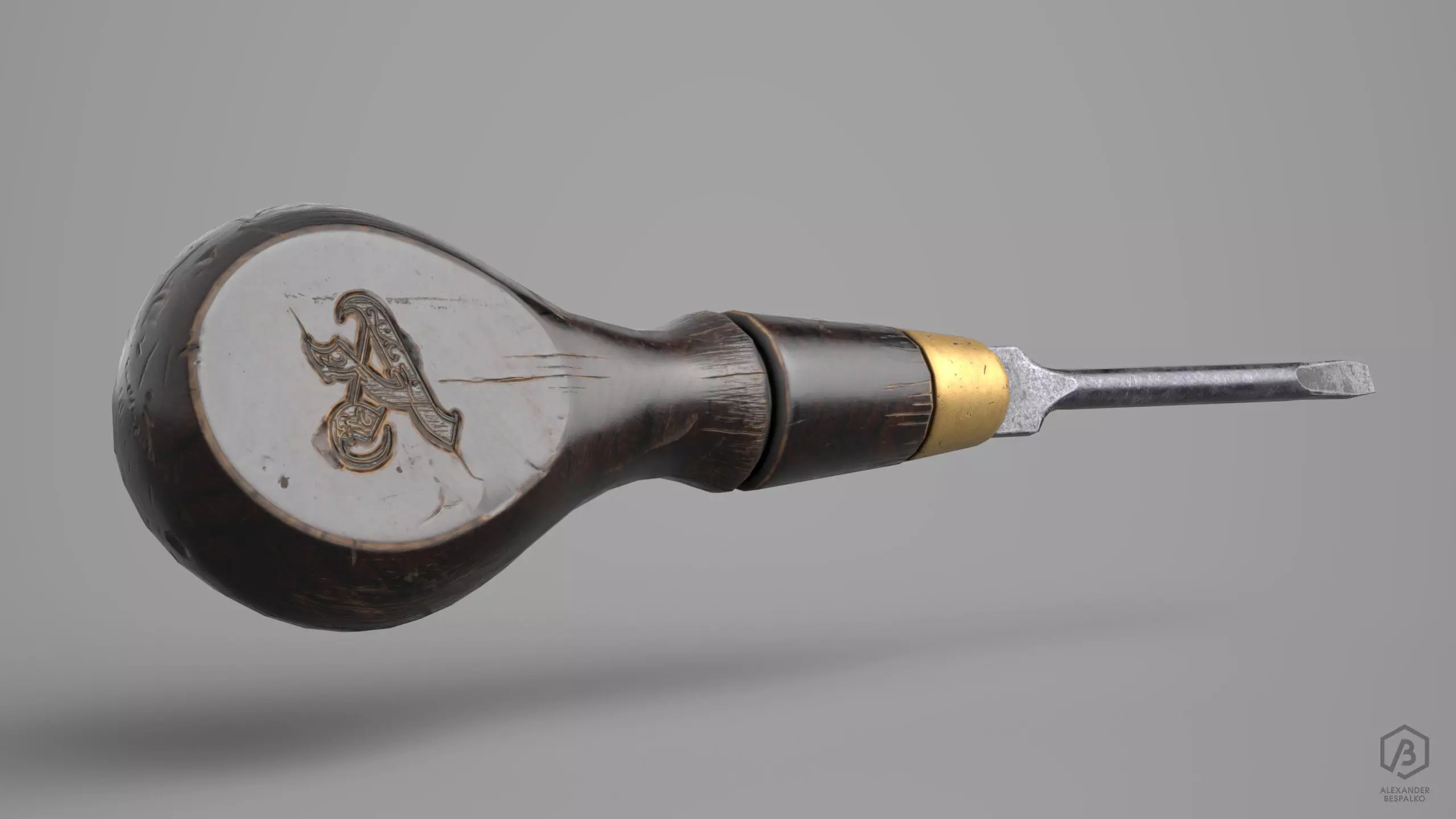 Game Ready Medieval Screwdriver Low-poly 3D model_0