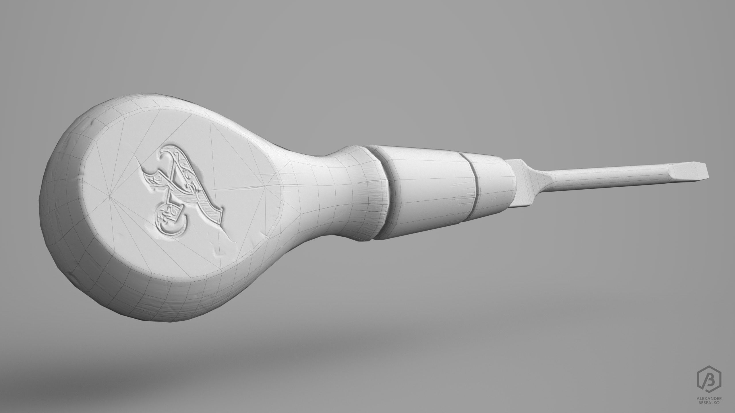 Game Ready Medieval Screwdriver Low-poly 3D model_3