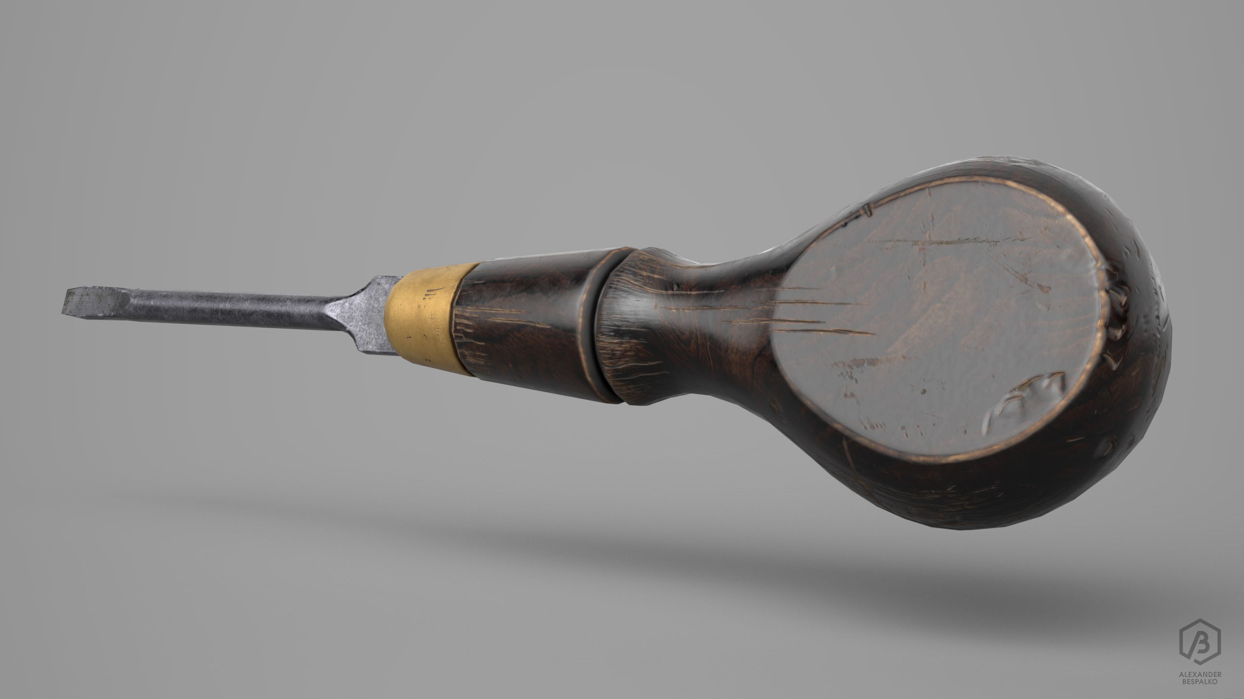 Game Ready Medieval Screwdriver Low-poly 3D model_1