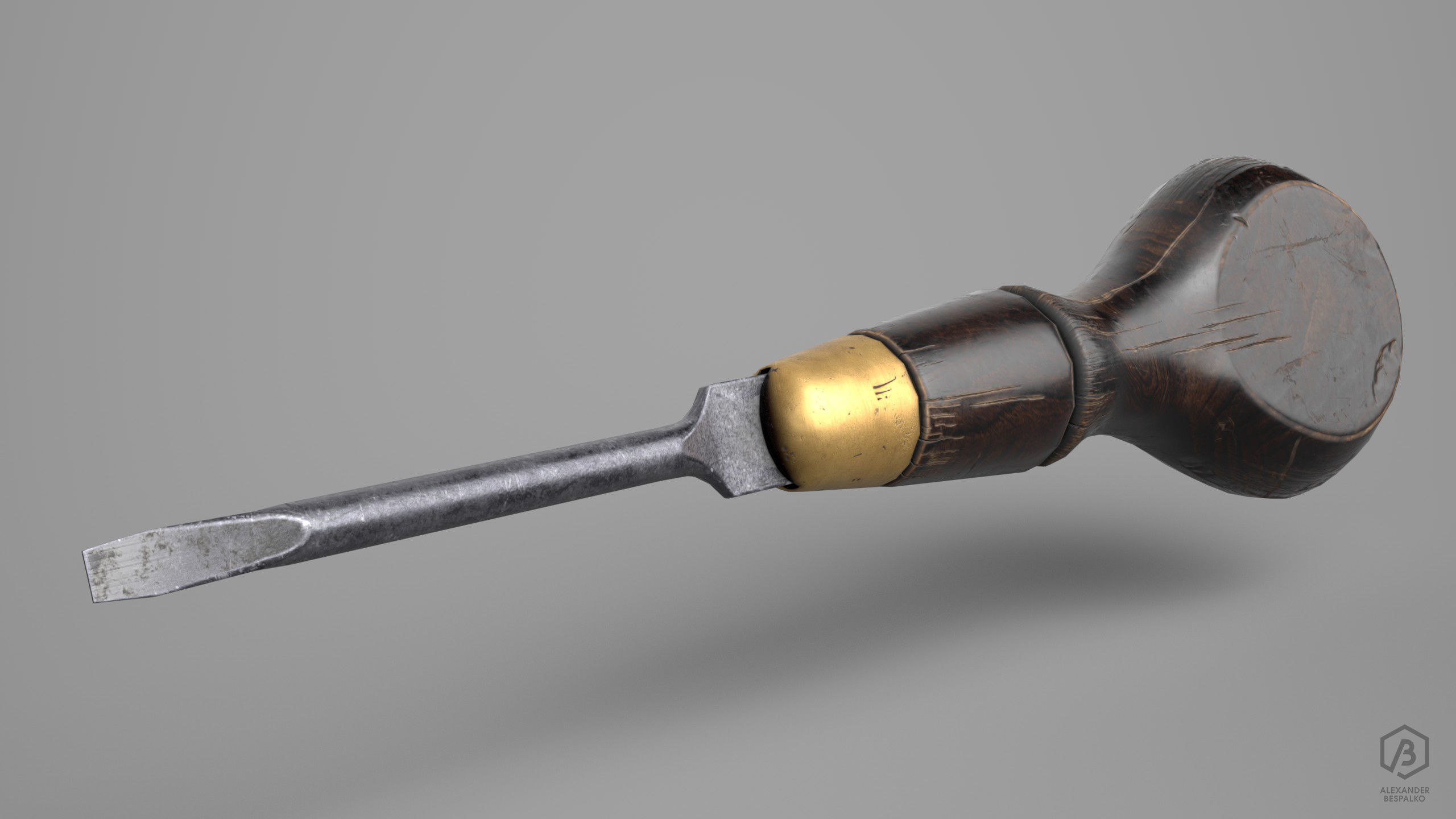 Game Ready Medieval Screwdriver Low-poly 3D model_2