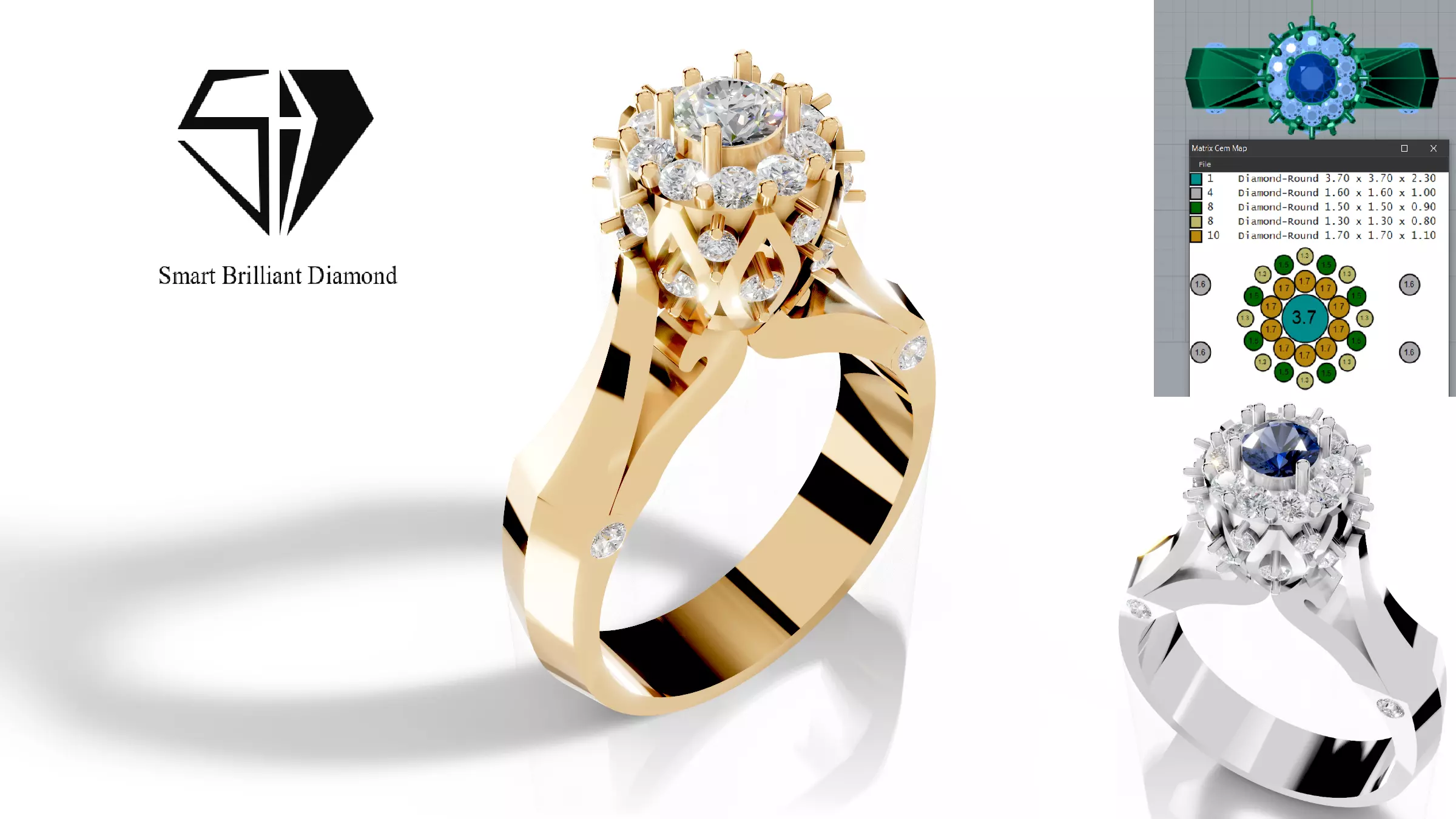 Royal Crown Halo Solitaire Ring sr0149 3D print model