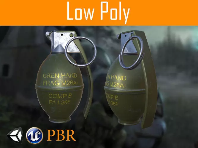 Grenade PBR two grenades Low-poly 3D model_0