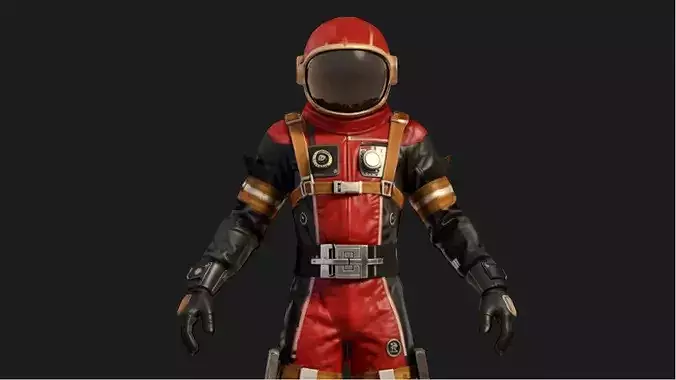 Retro-Futuristic Crimson Void Explorer