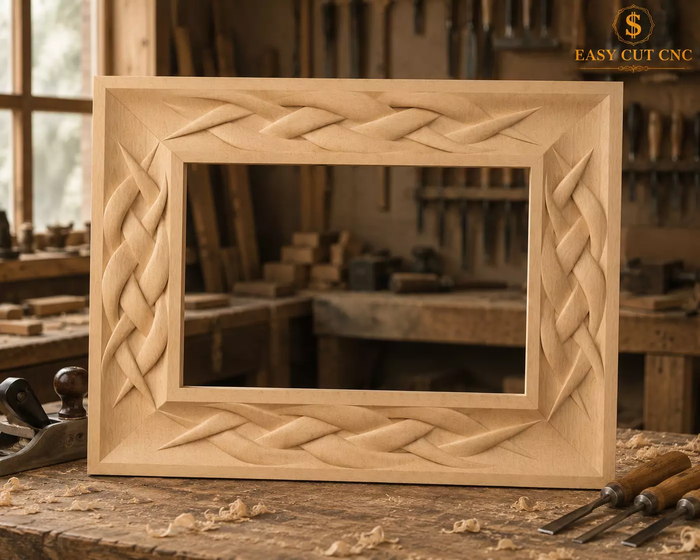 Braided Relief Rectangular Frame STL 3D model