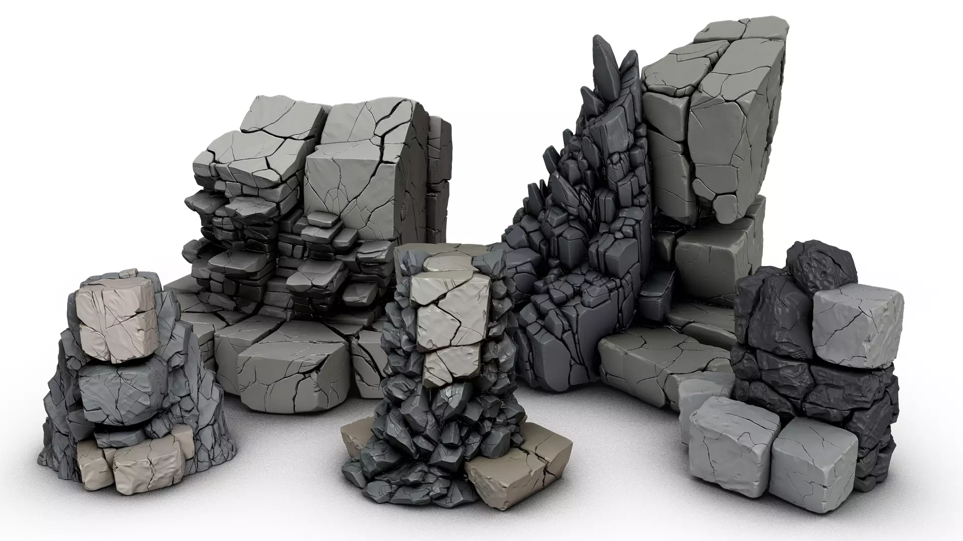 Rugged Stone Formation Collection - High Poly Rock Assets 3D model