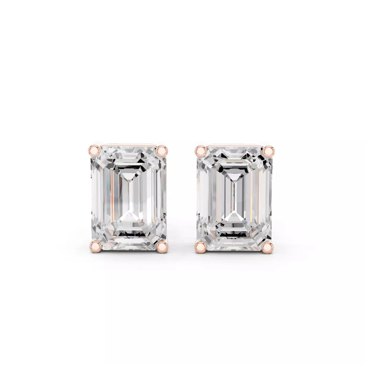 Emerald Diamond 7 ct Solitaire Studs Earrings 3dm stl renders 3D print model