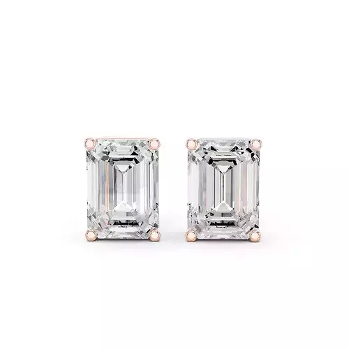 Emerald Diamond 7 ct Solitaire Studs Earrings 3dm stl renders 
