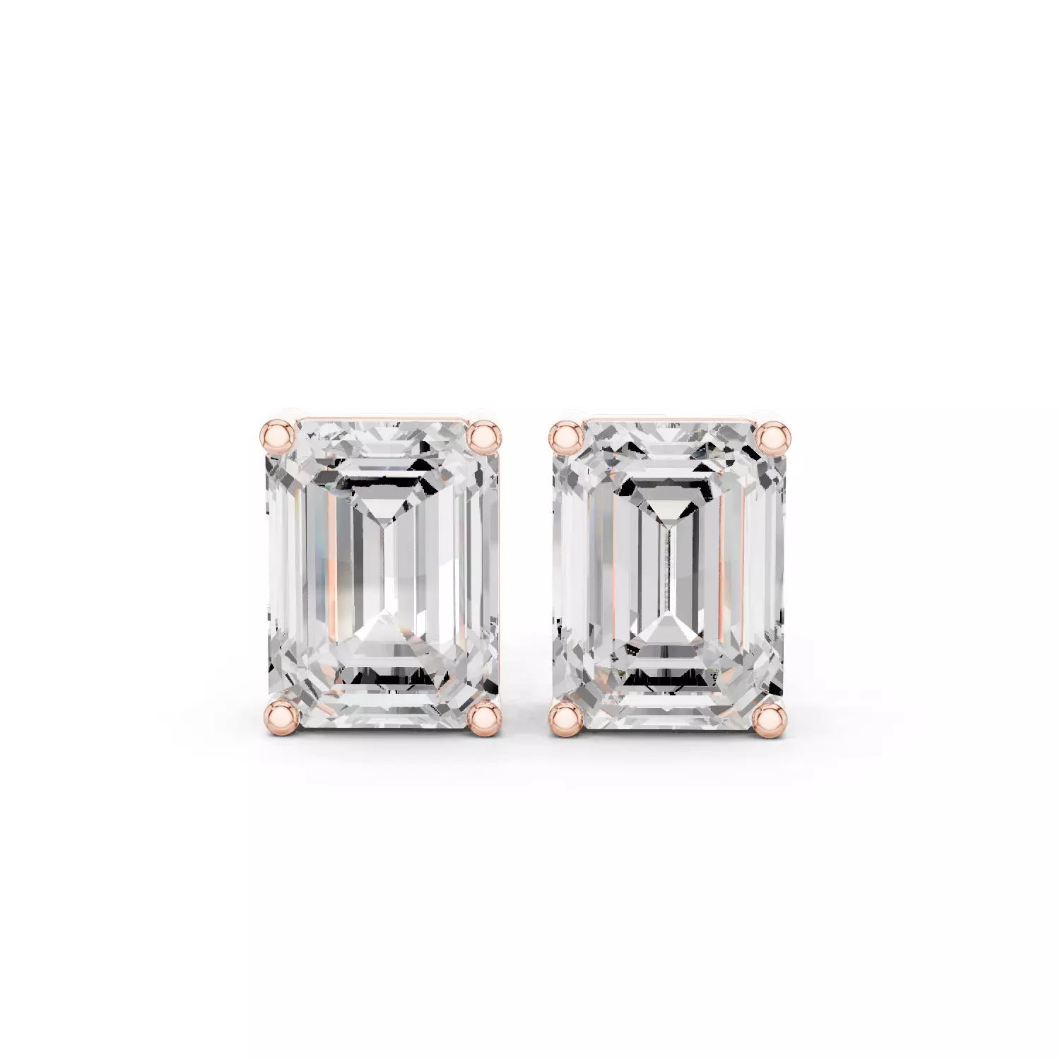 Emerald Diamond 5 ct Solitaire Studs Earrings 3dm stl renders 3D print model