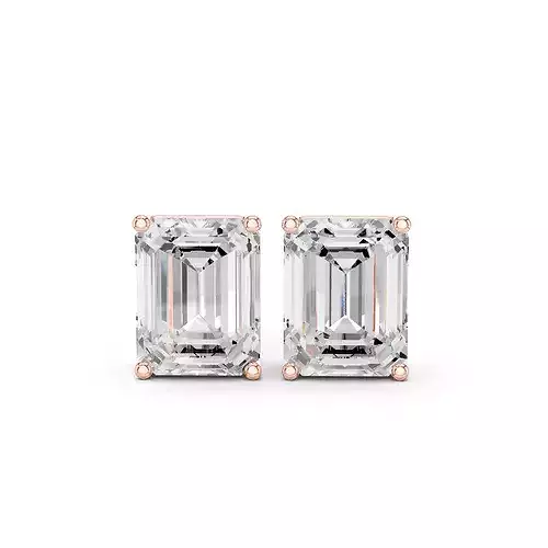 Emerald Diamond 3 and half ct Solitaire Studs Earrings 3dm stl 
