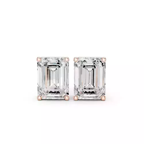 Emerald Diamond 2 and half ct Solitaire Studs Earrings 3dm stl 