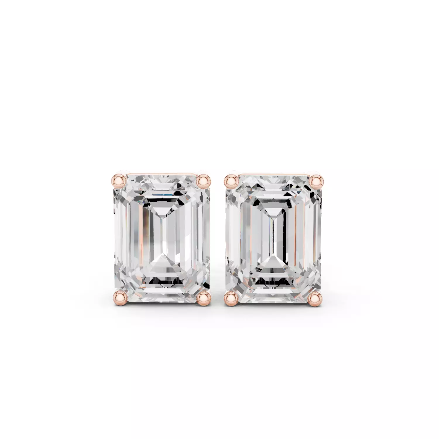 Emerald Diamond 2 ct Solitaire Studs Earrings 3dm stl renders 3D print model