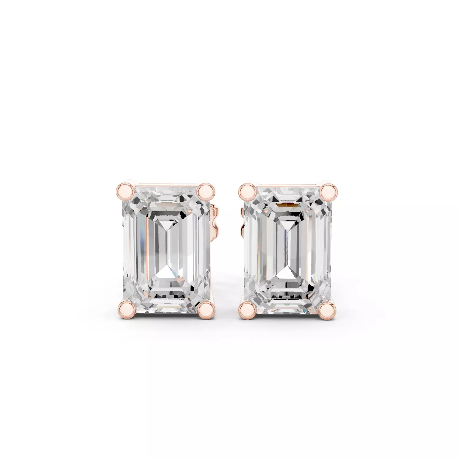 Emerald Diamond 1 ct Solitaire Studs Earrings 3dm stl renders 3D print model