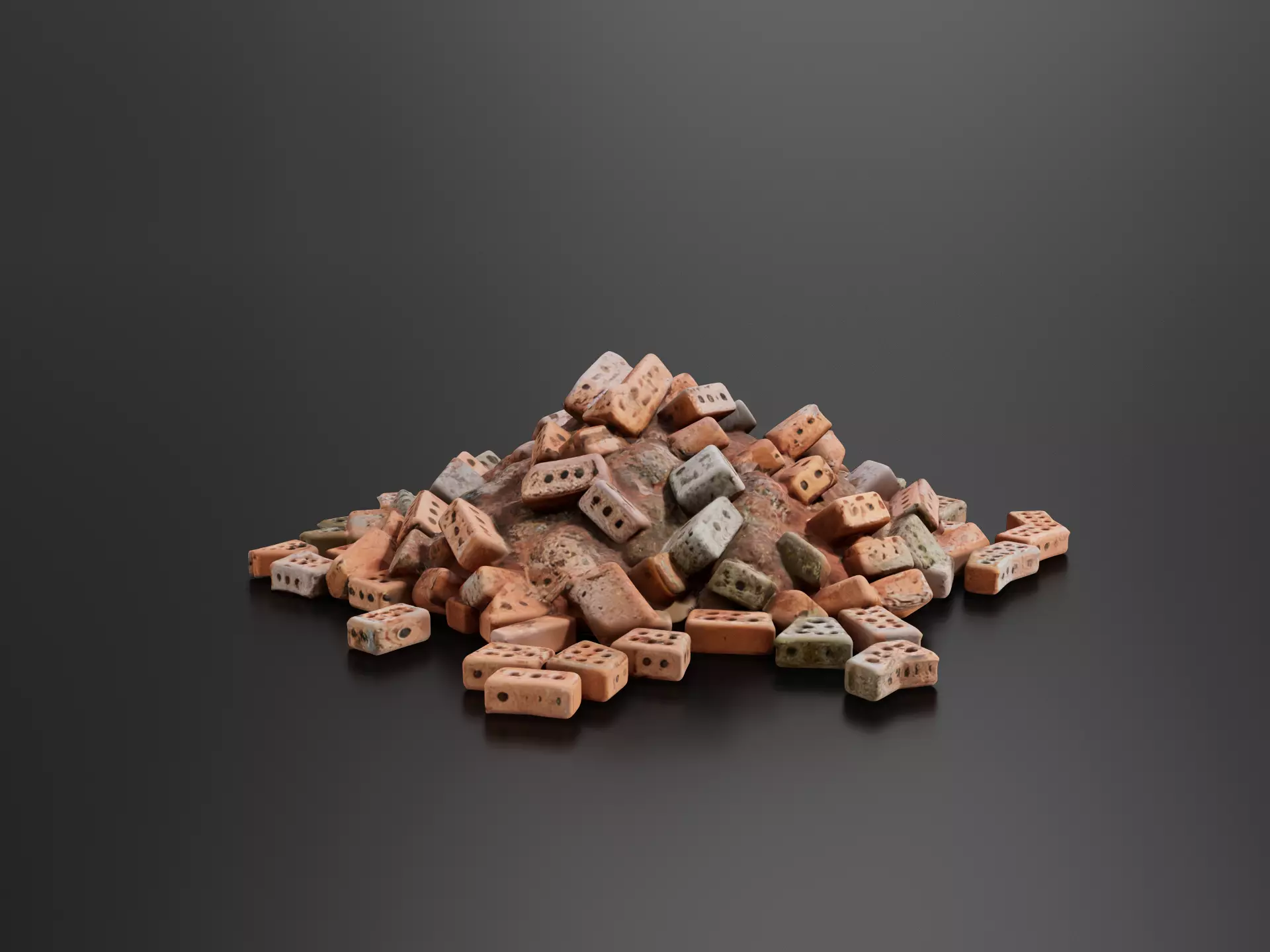 Pile of Bricks and Debris 3D print model