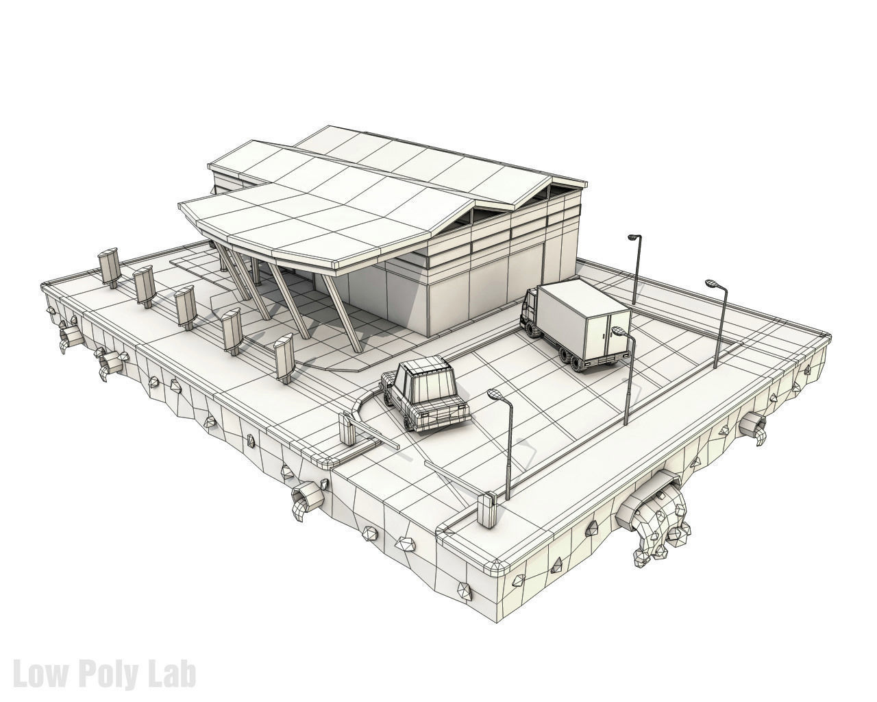 Cartoon City Block Supermarket Low-poly 3D model_3