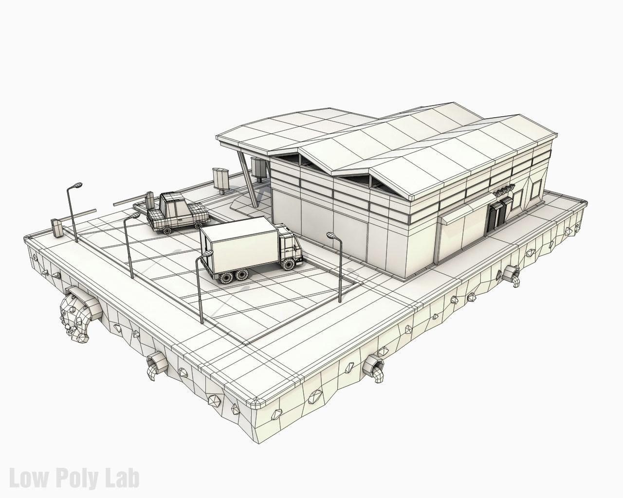 Cartoon City Block Supermarket Low-poly 3D model_5