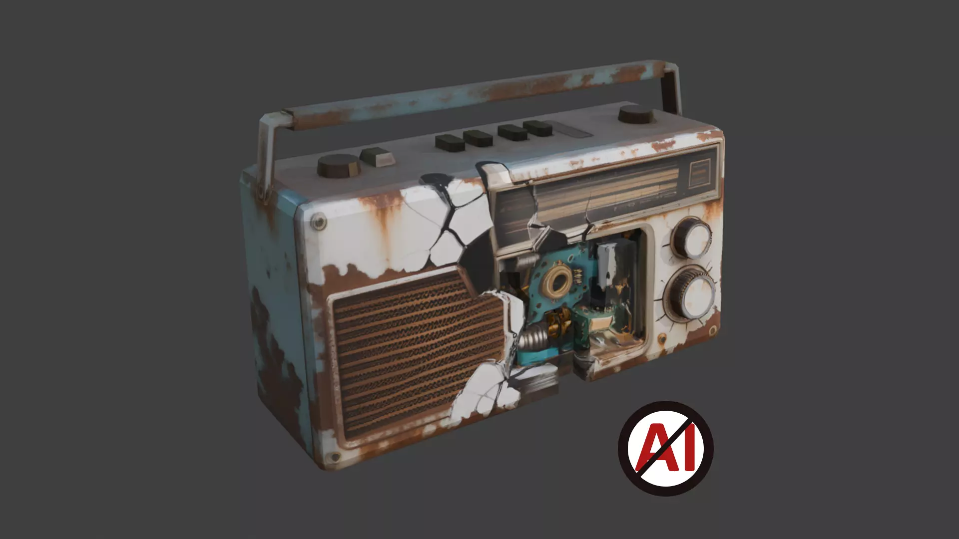 Rusty Vintage Radio 2 Low-poly 3D model